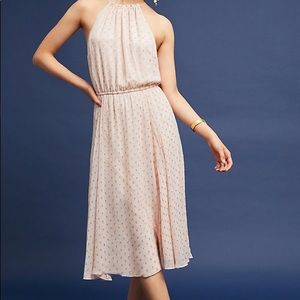 Anthropologie blush and gold dress